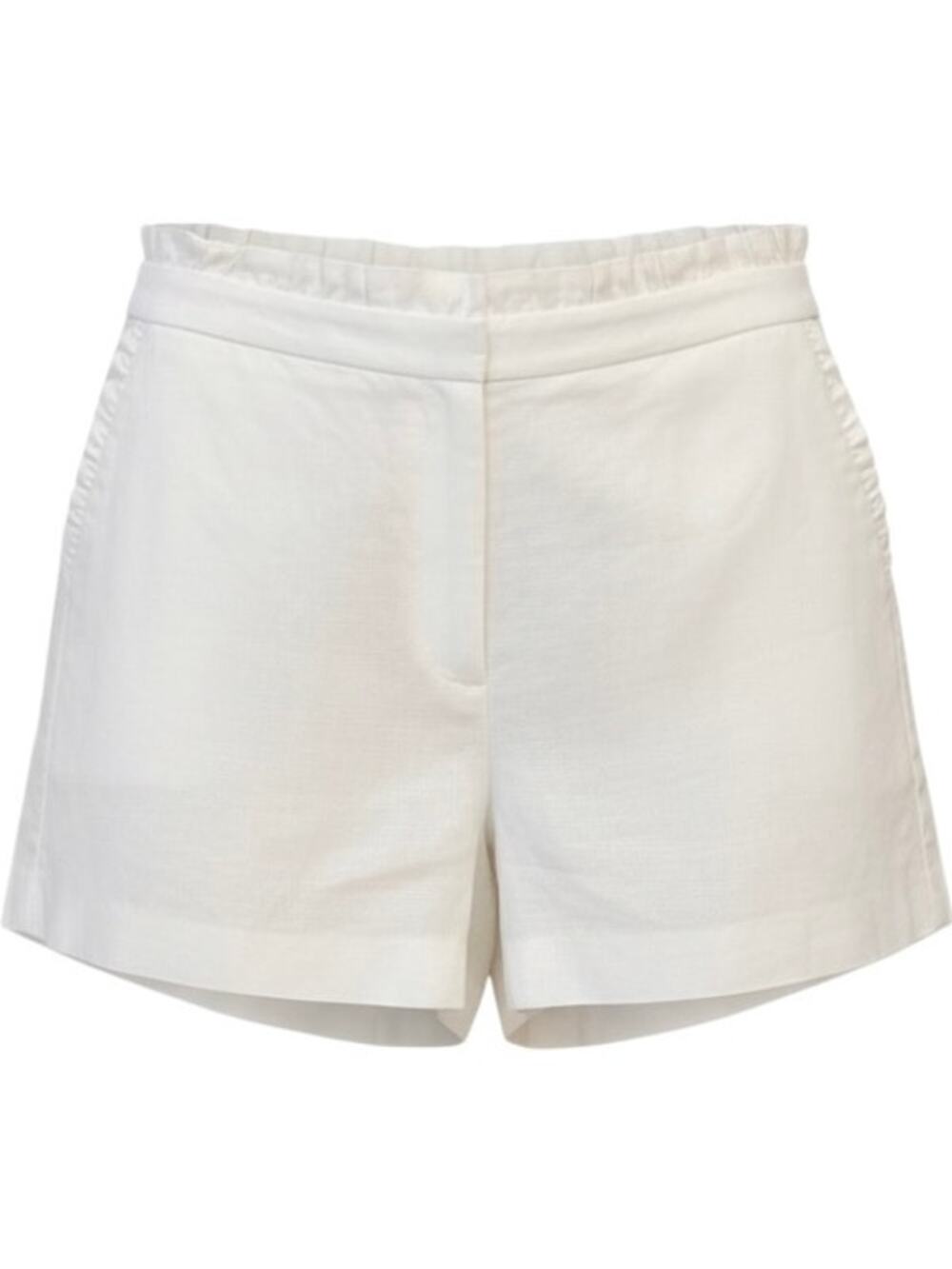 J.Crew White Ruffled Cotton/Linen Blend Shorts, Size 12